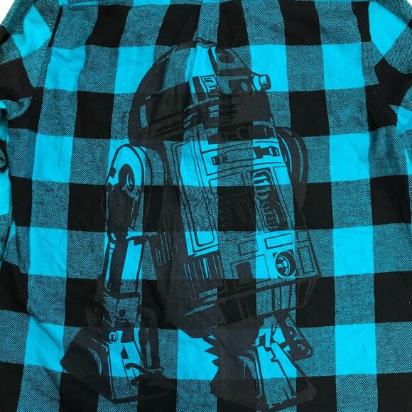 STAR WARS Graphic R2-D2 Men Multi-Color Cotton Plaid 2XL Designer Rare Shirt - Picture 3 of 8